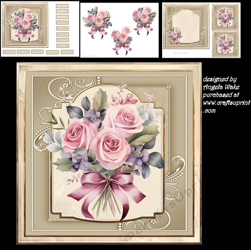 Vintage flowers 7x7, decoupage, insert and toppers