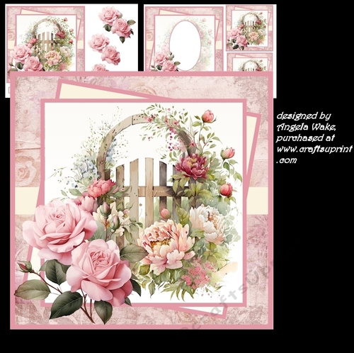 Roses and garden gate 7x7, insert and toppers