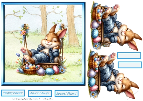 Easter rabbit relaxing 7x7