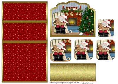 Santa Looks Quite Worn Out, Easel Card