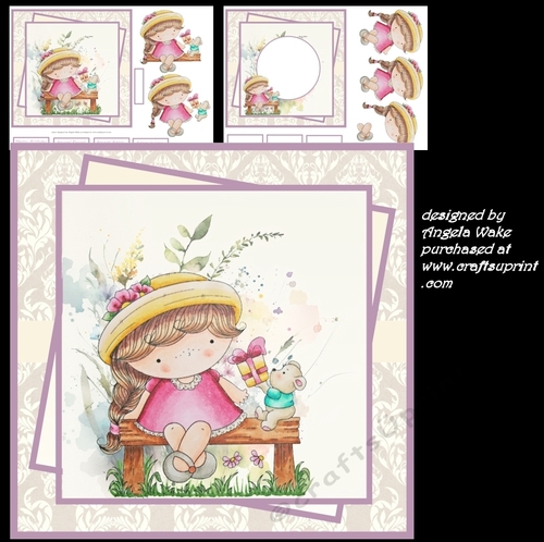 A gift for you 7x7 card, decoupage sentiment tiles, insert and decoupage