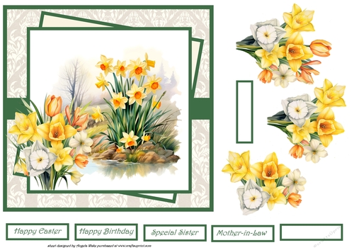 Daffodils at the river edge 7x7