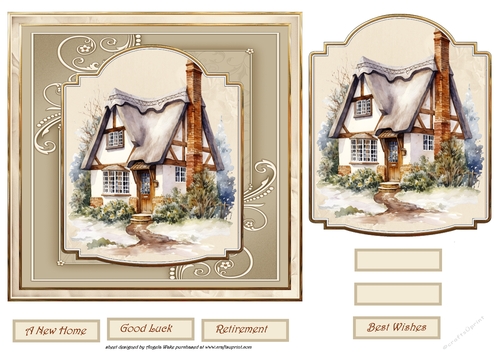 Country house 7x7 card and topper , sentiment tiles