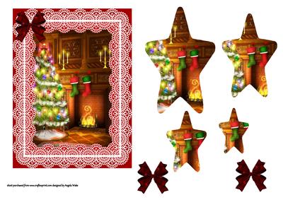 Christmas Tree, a Glowing Fire and the Stockings Hanging