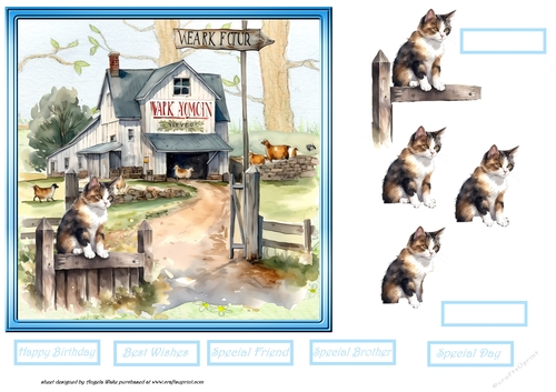 farm Cats 7x7 and decoupage