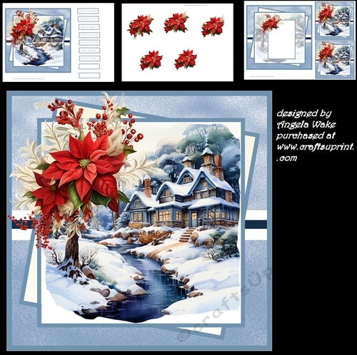 Christmas flowers 7x7, decoupage, insert, toppers