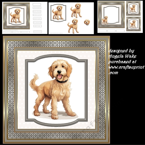 Love of a golden doodle 7x7, decoupage, insert and toppers