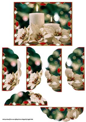 White Candles and Poinsettias with Scalloped Stackers
