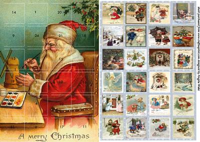 Santas Workshop Advent Vintage Card