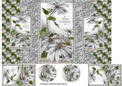 White Christmas Poinsettias Fold Back