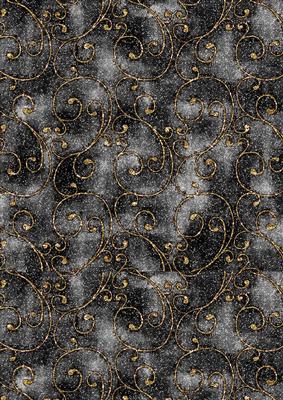 Gunmetal Grey and Gold Scrolls