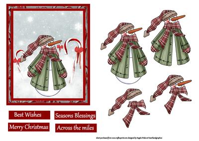 Snowman in Candy Cane Land Card Front