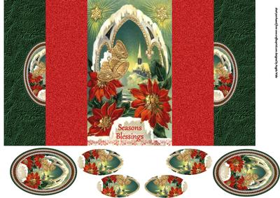 Poinsettia and Christmas Bells D Foldback