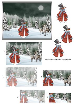 Standing in the Moonlight Snowman and Reindeer