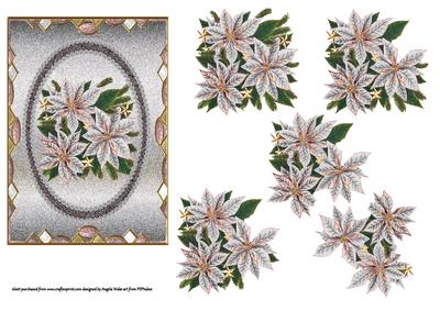 Silver Cameo, Pink Gems and White Poinsettias