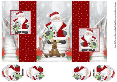 Santa with His Reindeer D Fold Back