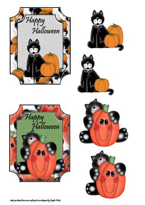 Black Cats and Pumpkins Halloween
