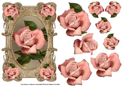 Vintage Frame and Roses