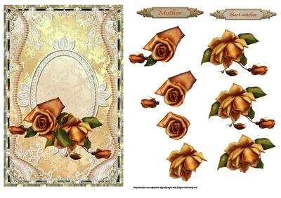 Flame Roses ,pearls and Lace Card