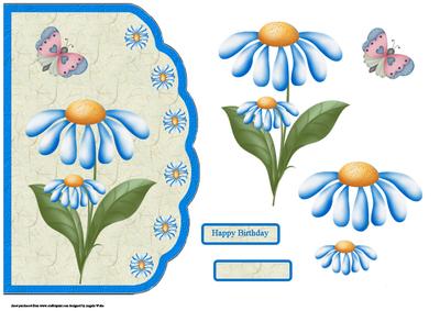 Blue Daisy Scallop Edge