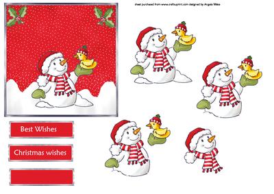 Snowman with His Friend Duck