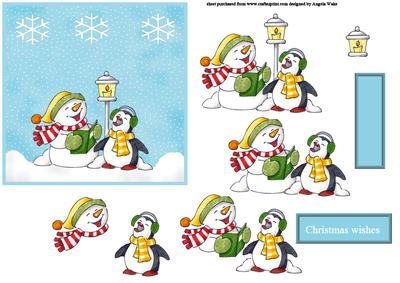 Carol Singers, Snowman and Penguin