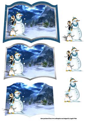 Snowman and Friends in the Moonlight