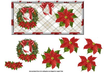 Wreath and Poinsettias