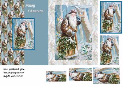 Santa Walking in the Snow with His Tree