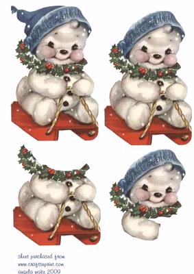 Cute Baby Snowman Sledgeing