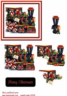 Candy Sweets and Puffer Train with Holly and Gifts