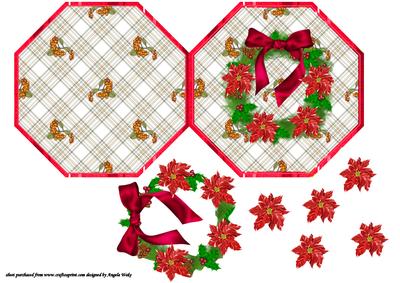 Poinsettia Wreath Octagon Card
