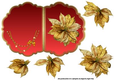 Gold Poinsettia Scallop Card