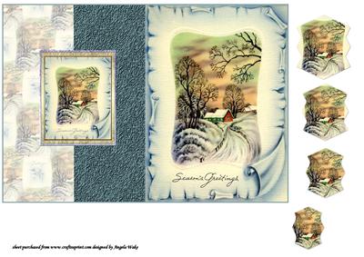 Vintage Winter Christmas Scene Fold Back
