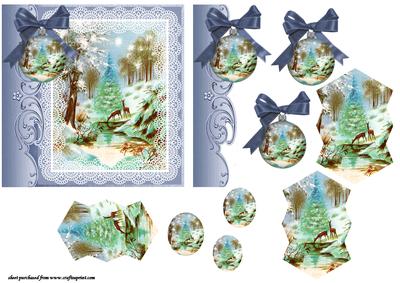 Christmas Scene the Deer Water Hole