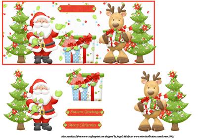 Santa and His Reindeer with Gifts