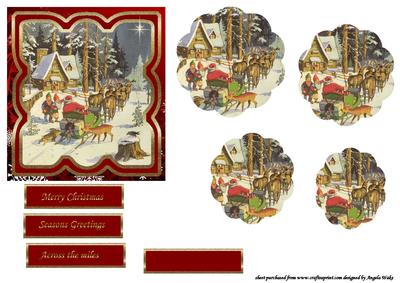 Santa and His Elves Card Topper