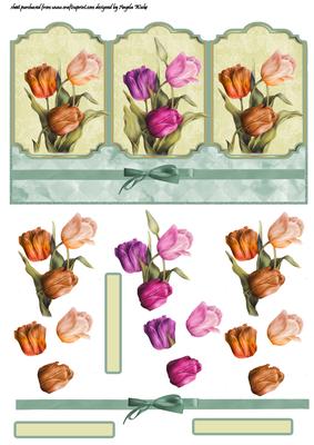 Tulips Vintage Style, Pink and Rustic
