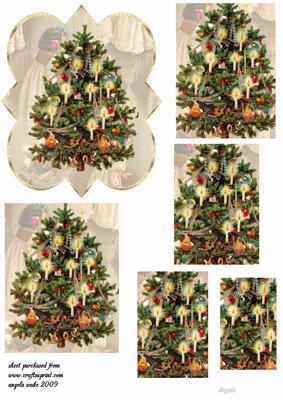 Christmas Tree and Candles Vintage