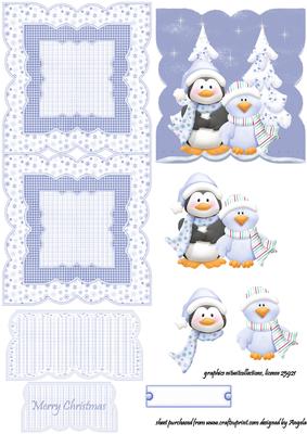 Penguin and Bird in the Snow Easel
