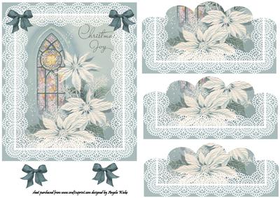 Vintage Church Window and White Poinsettias