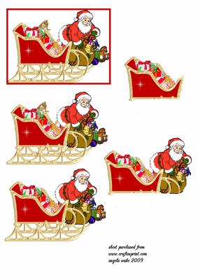 Santa and His Sleigh Filled with Toys