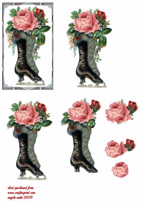 Black Skating Boot with Flowers