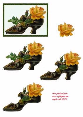 Victorian Shoe with Yellow Rose