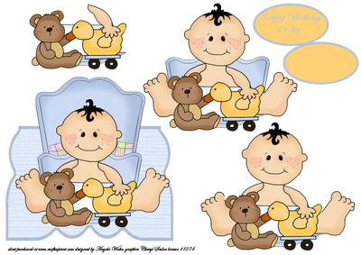 Baby,teddy and Duck Over Edge
