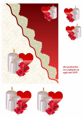 Roses and Candles with Heart for Valentine