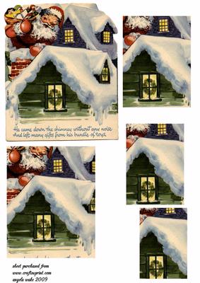 Santa Climbing Onto the Roof