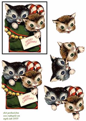 Two Little Kittens in a Stocking for Christmas