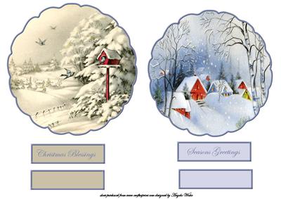 Vintage Christmas Scenes Card Fronts