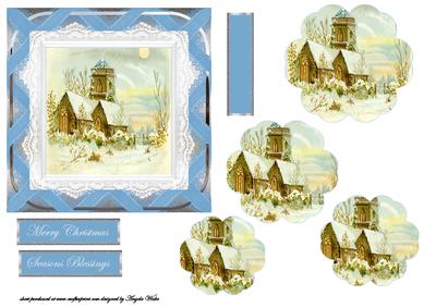 Vintage Church Christmas Scene
